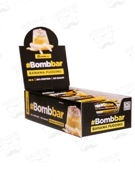 Батончик глазированный BOMBBAR Банановый пудинг (40г)