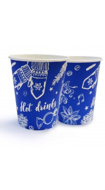 Стакан бумажный одноразовый "Новый Год"  Синий 300 (350) мл