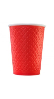 Стакан бумажный рифленый двухслойный 300 мл. Waffle КРАСНЫЙ