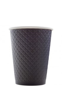 Стакан бумажный рифленый двухслойный 300 мл. Waffle ЧЕРНЫЙ